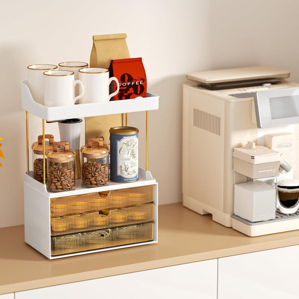 3-Tier Bathroom Counter Organizer with Drawers for Makeup and Storage