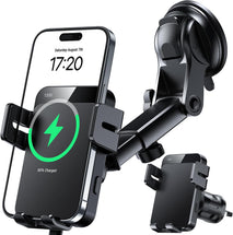 Wireless Car Charger, 15W Auto Clamping Car Charger Dash Windshield Air Vent Phone Holder Compatible with iPhone 16 15 14/13/13 Pro/12 pro/12/11/X/8, Samsung S24/S23/S22