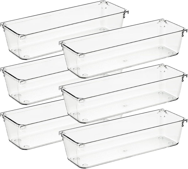 6 Pack Drawer Organizer with Non-Slip Pads for Desk Storage