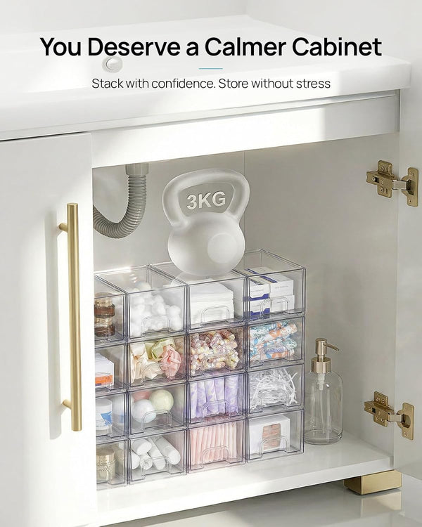 Clear Stackable Storage Drawers for Home Organization