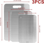 Stainless Steel Cutting Board Set for Kitchen, 3-Piece Double Sided Board