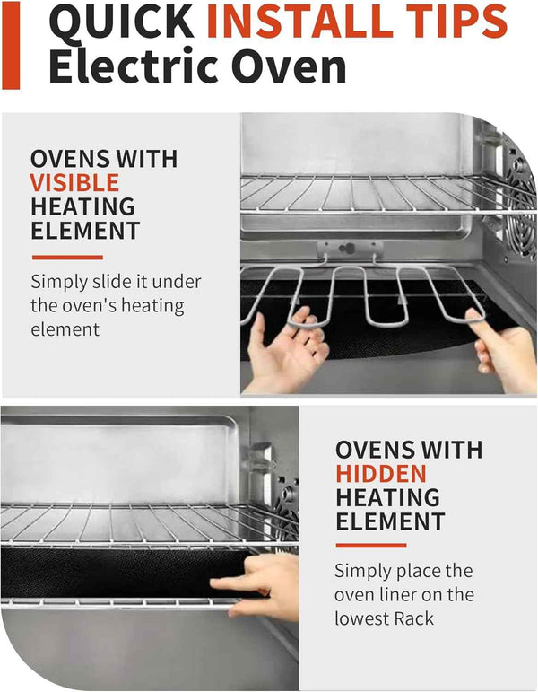 3 pack large heavy duty non-stick oven liners for bottom of electric, gas, toaster & convection ovens - bpa & pfoa free, dishwasher safe