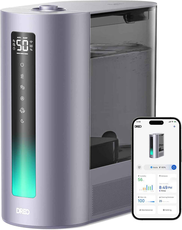 DREO 6L Humidifiers for Bedroom, Smart Warm & Cool Mist for Large Room, 60Hr Quiet Runtime for Baby, Plant, Humidity Sensor, Indicator Light, 12H Timer, Google/Alexa, HM713S