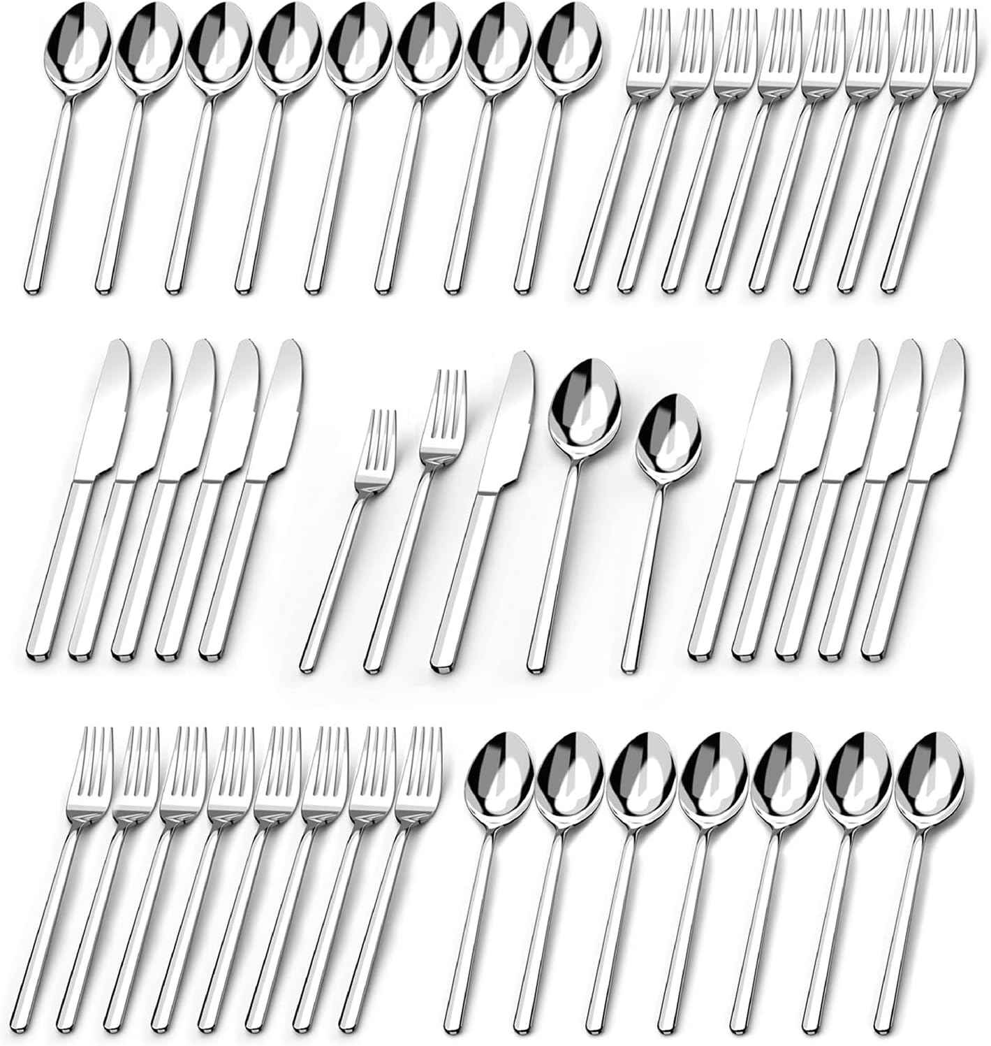KINGSTONE Silverware Set, 20 Piece Flatware Cutlery Set for 4, 18/10 Stainless Steel Silverware Mirror Polished Dishwasher Safe for Home, Restaurant, Wedding, Party(Silver, 20 pieces for 4)