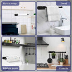 Stainless Steel black paper towel holder under cabinet or self adhesive wall mount for kitchen, bathroom, and pantry