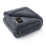 Waterproof sherpa fleece pet blanket for sofa bed couch, small, medium, large dogs and cats, dark gray, 40" x 28"