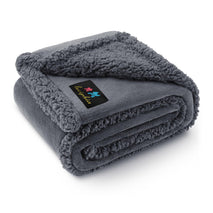 Waterproof sherpa fleece pet blanket for sofa bed couch, small, medium, large dogs and cats, dark gray, 40" x 28"