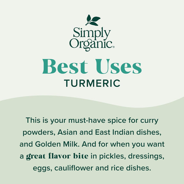 Simply Organic 2.38 Oz Ground Turmeric Root, USDA Certified Organic, Non-GMO, Gluten-Free