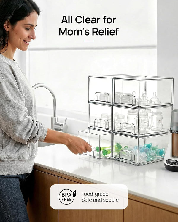 Clear Stackable Storage Drawers for Home Organization