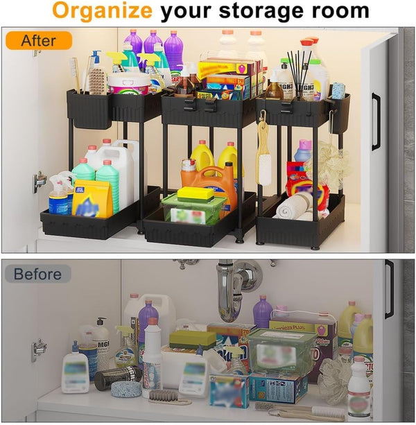 3 Pack Under Sink Organizers for Kitchen and Bathroom