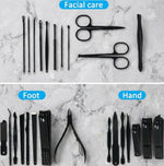 MINKINH Manicure Set Professional Nail Clipper Kit-26 Pieces Stainless Steel Manicure Kit,Nail Care Tools with Luxurious Travel Case (Brown)