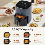 OLIXIS Air Fryer 6 Quart with Window Square Air Fryer 12-in-1 Air Fry, Roast, Reheat, Dehydrate, Bake, Steam, Fries, Custard, Chicken, Wings, Sea Food, Vegetabels,400F