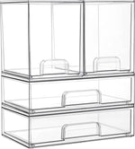 Vtopmart Stackable Storage Drawers Set of 5, Clear Plastic Organizer Bins for Baby Bottle, Beauty Supplies Storage, Ideal for Kichen Countertop, Vanity, Bathroom, Cabinet, Pantry Organization