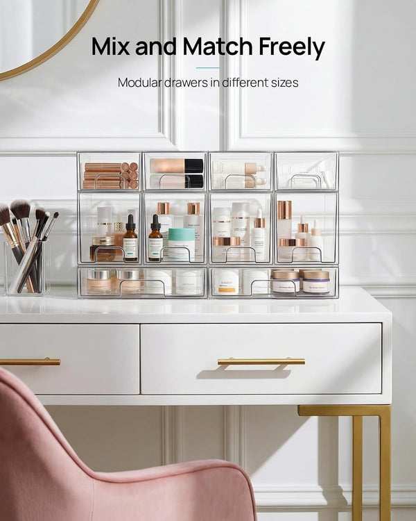 Clear Stackable Storage Drawers for Home Organization
