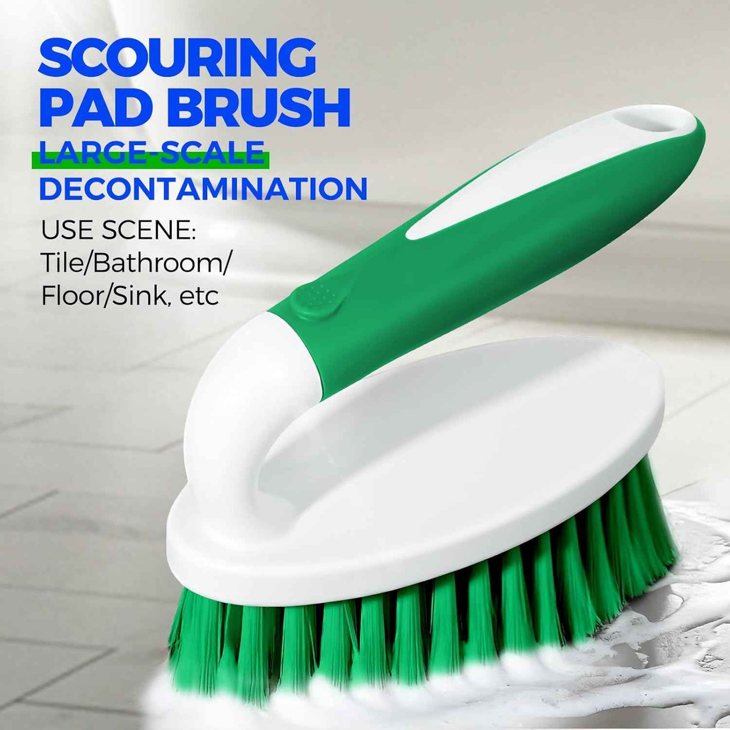 Holikme Cleaning Brush Set for Household Use, Scrub Brush, Kitchen Brush, Tile Lines Brush for Bathroom, Floor, Tub, Shower and Kitchen Surface (Green)