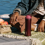 Insulated stainless steel water bottle with straw for travel and outdoor use