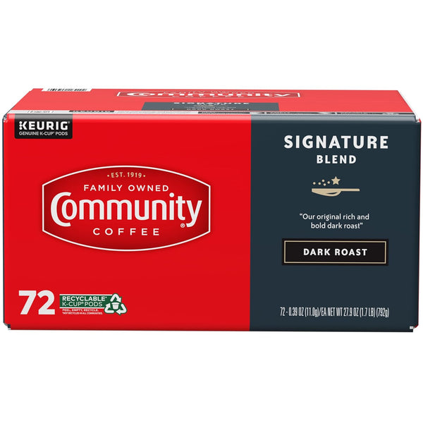 Community Coffee Signature Blend 72 Count Coffee Pods Dark Roast Compatible with Keurig 2.0 K-Cup Brewers