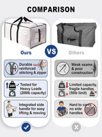 Heavy Duty Moving Bags with Strong Zipper and Handles - 8 Pack - Semi-Transparent