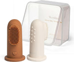Moonkie Baby Finger Toothbrush Tongue Oral Cleaner Kit for 3 Months +, 3 Pcs, Blush/Pale Mauve/Blush Soft Touch Design