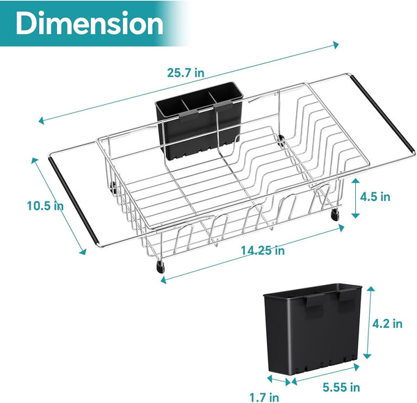 Adjustable Dish Drying Rack for Small Kitchen Countertops