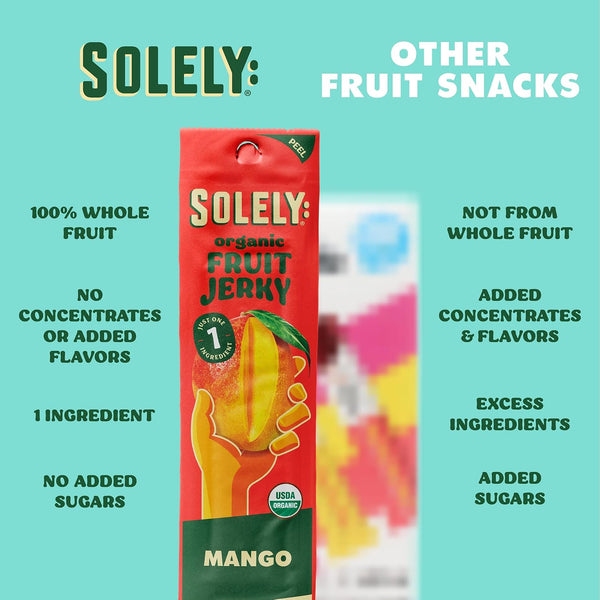 Organic Mango Fruit Jerky - 12 Individually Wrapped Fruit Strips - Snacks, Vegan