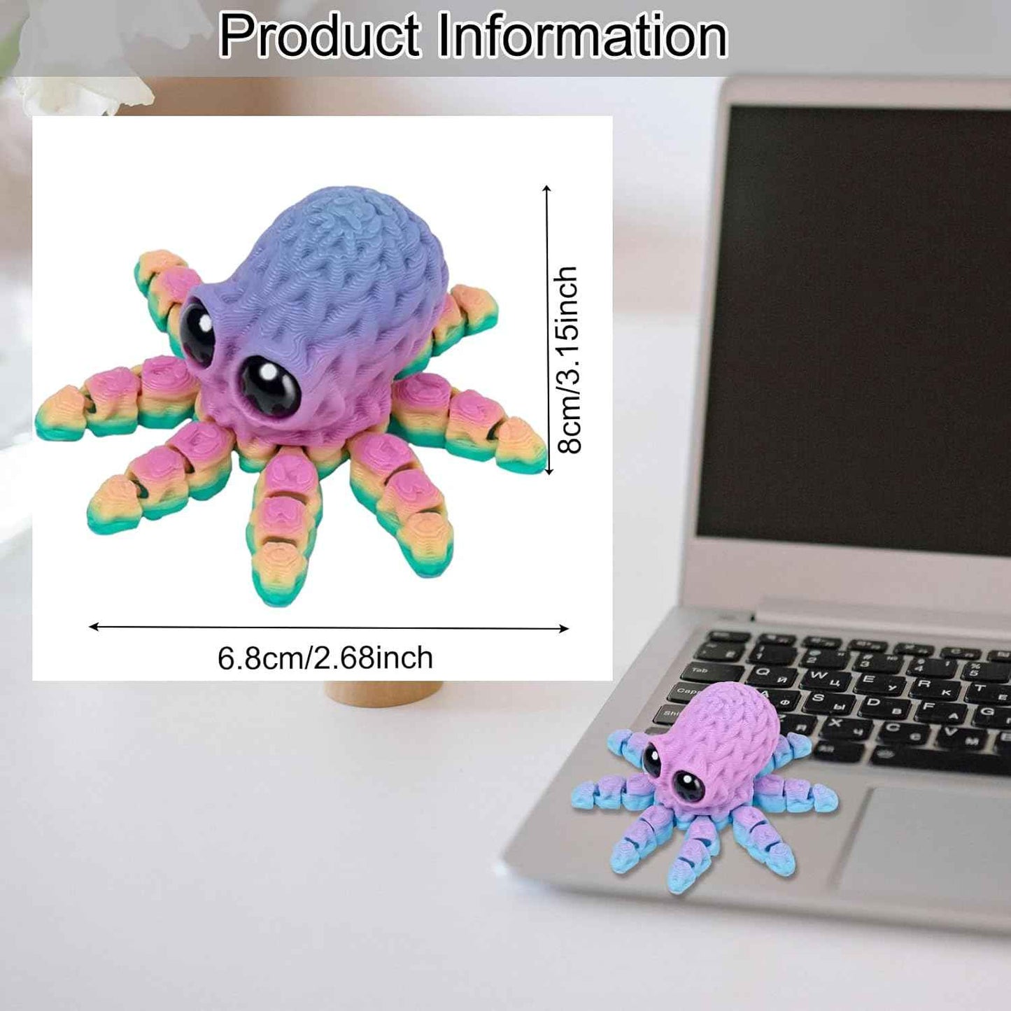 3D Printed Magnetic Octopus Magnet, 7PCS Octopus Fridge Magnets Refrigerator Magnets Decor, 3D-Printed Animals Decor for Home Office Whiteboard (Octopus)