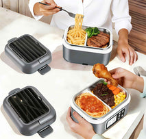 2 x 6.3-Cup Cordless Electric Heated Lunch Box, 100W Rechargeable Portable Food Warmer for Adults Work Travel Car - Battery-Powered & Self-Heating