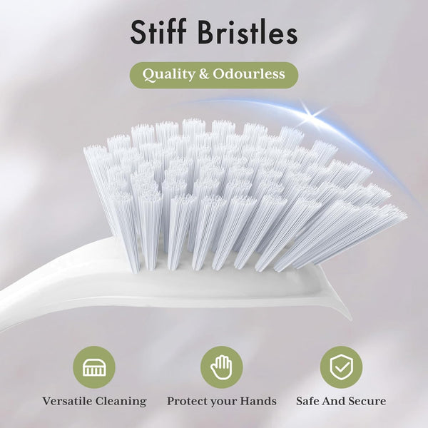 Dish Brush with Handle, 2 Pack Kitchen Scrub Brushes for Cleaning, Dish Scrubber with Stiff Bristles for Sink, Pots, Pans