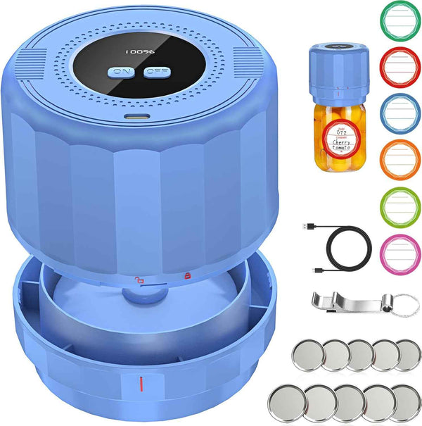 M11 Electric Mason Jar Vacuum Sealer Kit - with Wide and Regular Mouth Mason Lids, Jar Vacuum Sealer for Canning Jars, Vacuum Sealing Machine for Food Storage Black