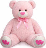 HollyHOME Big Teddy Bear Stuffed Animal Valentines Large Bear Plush with Red Heart for Girlfriend and Kids Valentines 36 inch Tan