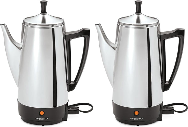 Presto 02811 Stainless Steel Electric Coffee Percolator for 12-Cups with Easy-Pour Spout and Stay-Cool Handle