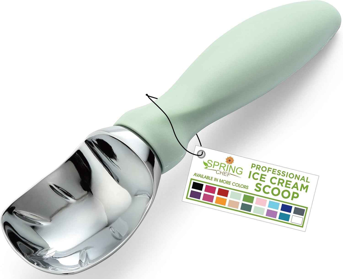 Spring Chef Heavy Duty Ice Cream Scoop with Comfortable Handle - Professional Ice Cream Scooper for Gelato, Sorbet, Cookie Dough, Melon, Frozen Yogurt - Dishwasher Safe Metal Kitchen Tool - Black