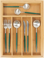 Bamboo drawer organizer for kitchen utensils and storage