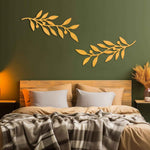 Zzbakress 2 Pieces Wooden Vine Olive Branch Leaf Leaf Wall Decor,Farmhouse Signs for Living Room Decoration (Gold)