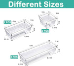 DCA 6 Pack Clear Acrylic Drawer Organizer Trays for Makeup Cosmetics Utensils Office Storage Bins