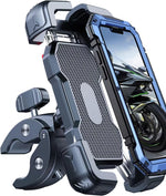 Motorcycle Phone Mount Holder, [150mph Wind Anti-Shake][7.2inch Big Phone Friendly] Bike Phone Holder, Motorcycle Handlebar Cell Phone Clamp, Compatible with iPhone 16 Pro Max, Black
