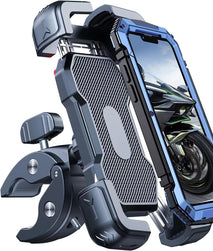Motorcycle Phone Mount Holder, [150mph Wind Anti-Shake][7.2inch Big Phone Friendly] Bike Phone Holder, Motorcycle Handlebar Cell Phone Clamp, Compatible with iPhone 16 Pro Max, Black