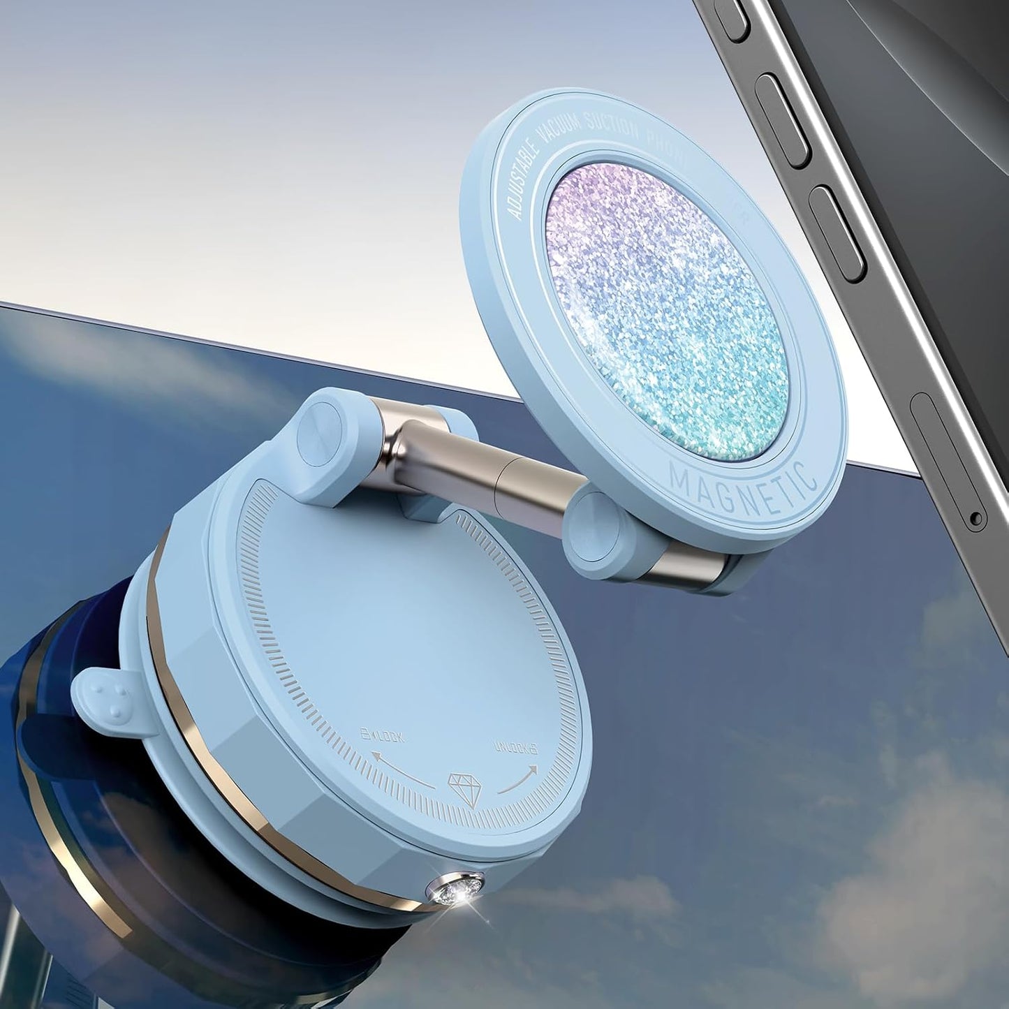 Upgraded Vacuum Magnetic Car Phone Holder for MagSafe[108+LBS Strongest Suction & 3000gf Strongest Magnetic],360° Adjustable Suction Cup Phone Mount for Car,Gym,Mirror,Men Women-Black