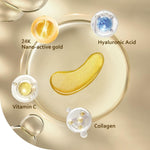 24K Gold Under Eye Patches (30 Pairs) for Puffy Eyes, Dark Circles, Wrinkles and Skin Revitalisation