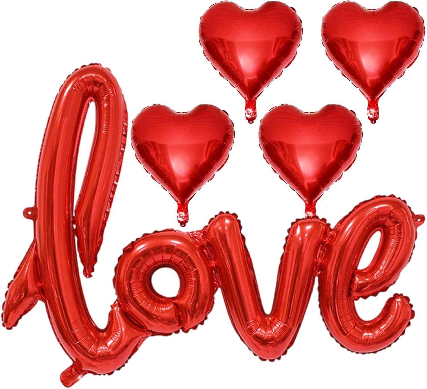 5 Pcs Red Heart Shaped Balloons Red Love Valentine Balloons for Valentines Day Bridal Shower Wedding Party Decorations