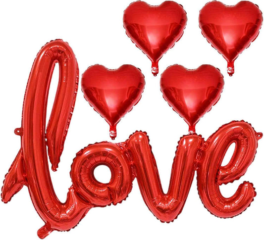 5 Pcs Red Heart Shaped Balloons Red Love Valentine Balloons for Valentines Day Bridal Shower Wedding Party Decorations