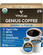 VitaCup Organic Keto Coffee Pods, Single Serve Compatible with Keurig K-Cup Brewers, 16 Count