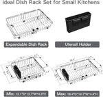 Stainless Steel Expandable Dish Drying Rack for Small Kitchen Counters