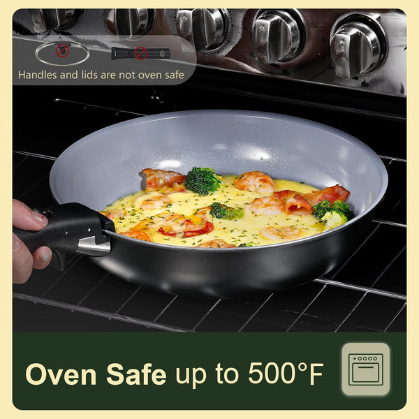 19-piece ceramic cookware set with non-stick coating and induction compatibility