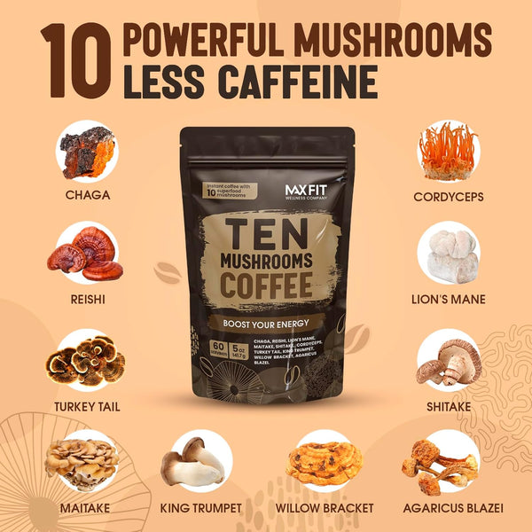 lion's mane gourmet arabica 10 mushroom coffee 60 servings