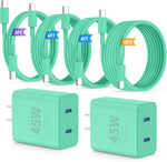 Super Fast Samsung Charger Type C,45W Dual Port USB C Fast Charger Block [2-Pack] & Extra Long 60W 3/6/10/10FT USB C Cable - PD Quick Charging 3.0 For Samsung Galaxy S25 Ultra/S24+/S23 iPhone 16