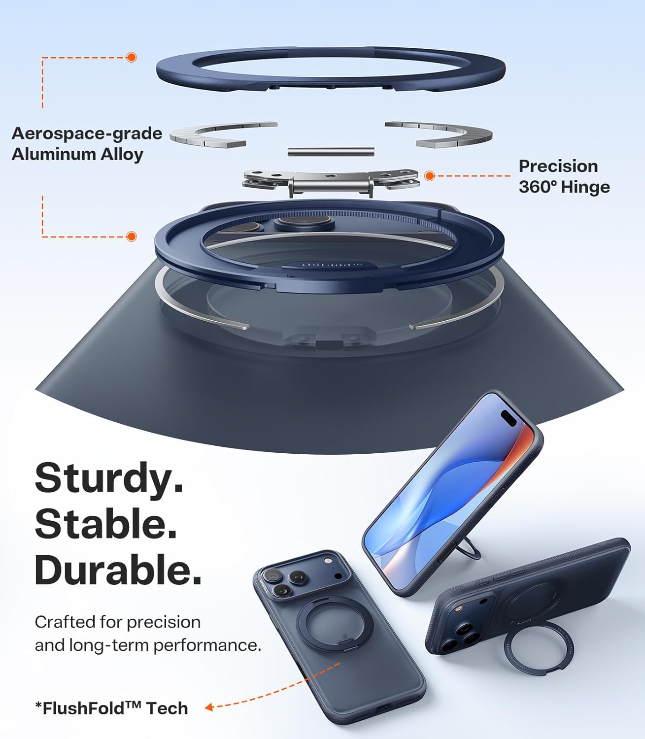 TORRAS 360 Magnetic Stand for iPhone 17 Pro Max Case, [Fit for MagSafe] [4X Military-Grade Protection] Slim Case for iPhone 17 Pro Max, 6.9", Translucent Deep Blue, Ostand O3 Fitness Series - Rayz Mart