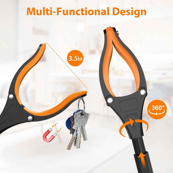32" Grabber Reacher Tool, 2-Pack Foldable Reacher Grabber Pickup Tool with 360° Rotating Jaw & Magnet