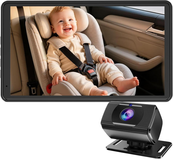 Rohent HD 1080P rear-facing baby car camera with 150° wide-angle lens, night vision, and adjustable display