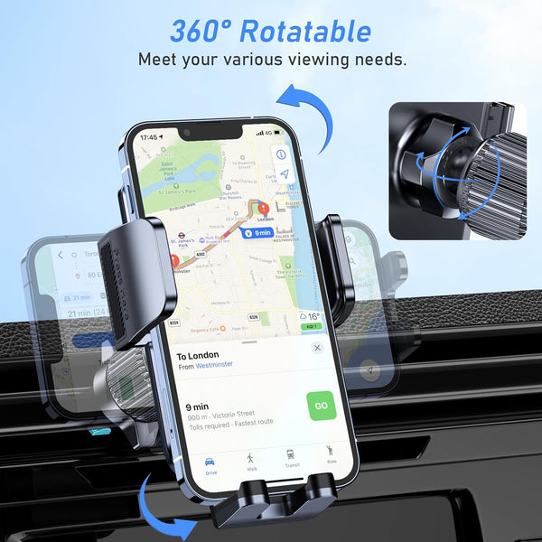 Blukar Car Phone Holder Mount with 2025 Metal Hook Clip and 360° Rotation